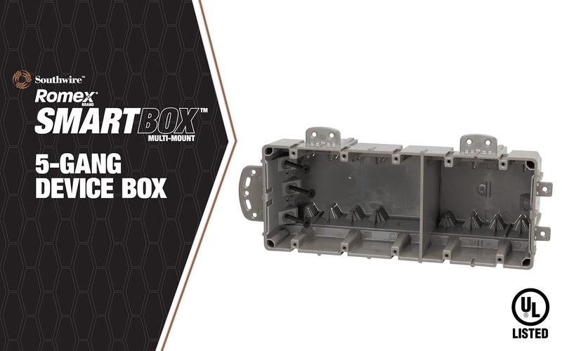 Southwire MSBMMT5G 5 Gang Multi Mount Device Box with Depth Adjustable; Heavy Duty 42lb ; Gray - Image 1